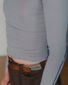 BASERANGE Ribbed Long Sleeve Top T-shirt TTVL Series Collection France BAS-TTVL-RB-SP25-BOW LBUE